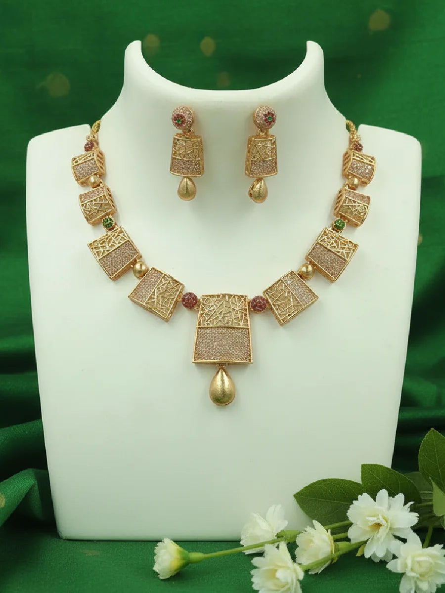 Australian Stone Gold Necklace Set Main View