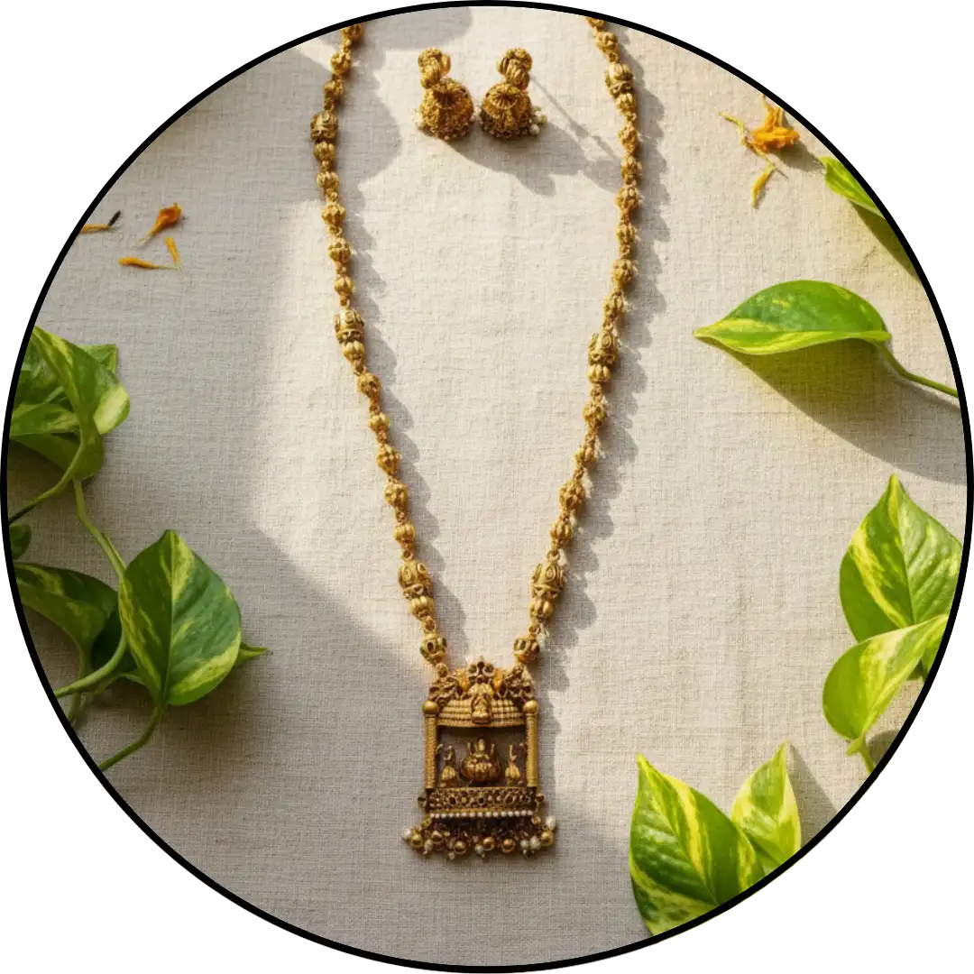 Haram imitation artificial jewellery placed on a beige background