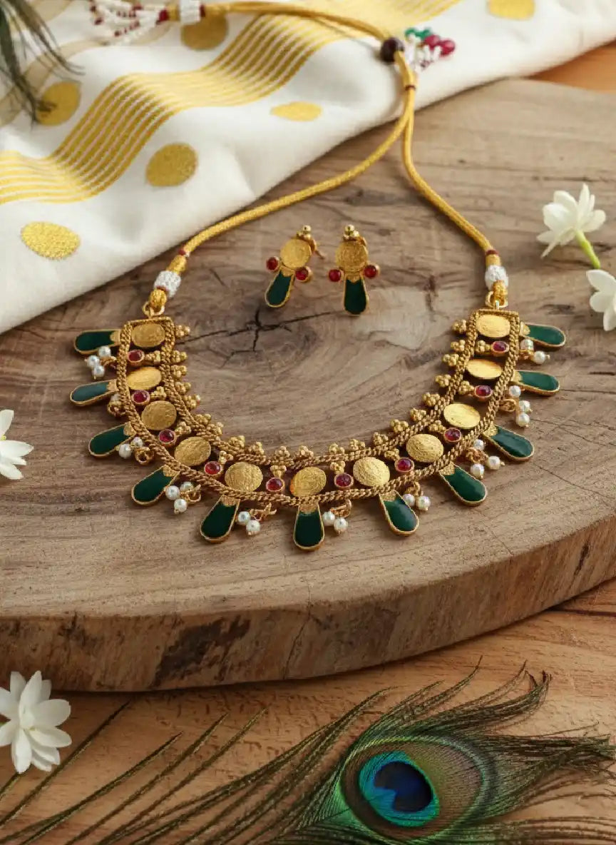 Green Palakka Coin Necklace Main View